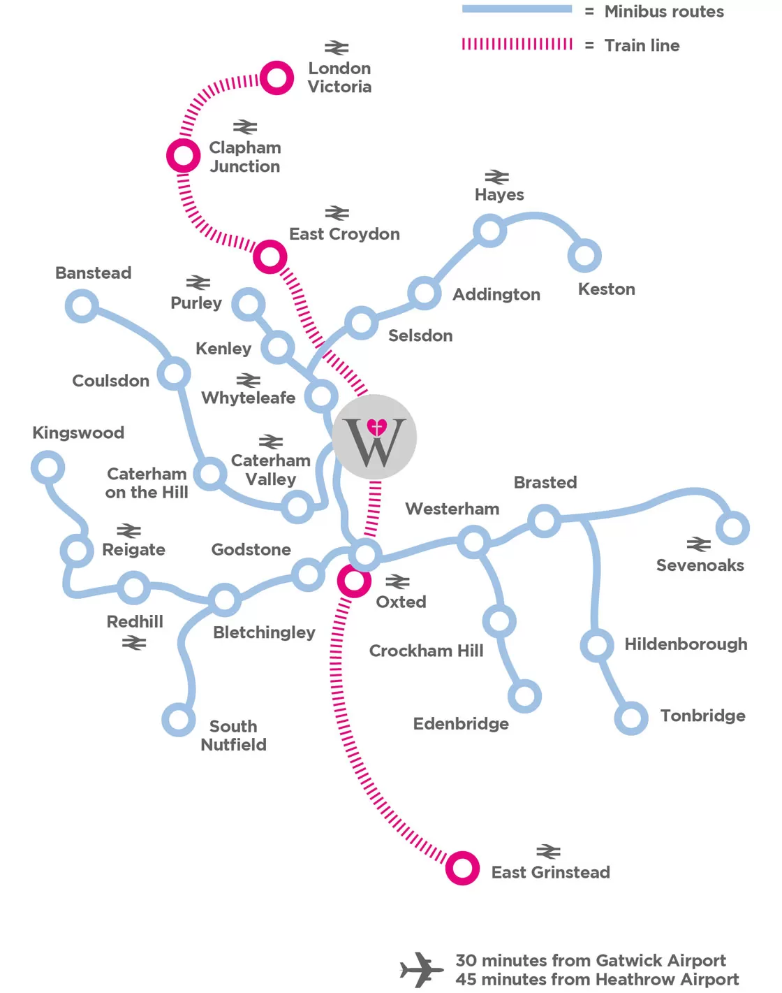 Woldingham is easily accessible by road, train or plane...