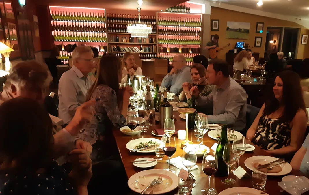 Woldingham Wine Club members get together over dinner at Squerryes Winery